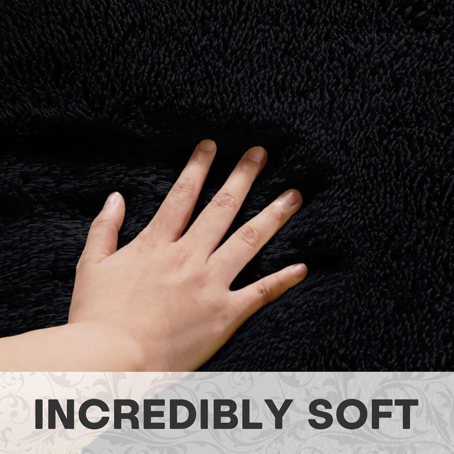 XSIVOD Black Rugs, Special Ultra Soft Bedroom Rugs, Luxury Fluffy Shag Carpet fo...