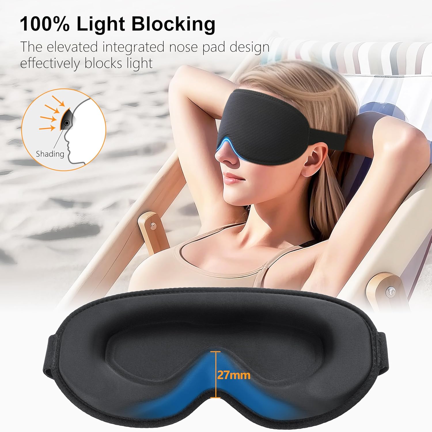 Gritin 100% Blackout Sleep Mask for Women & Men-Zero Eye Pressure Eye Mask for S...