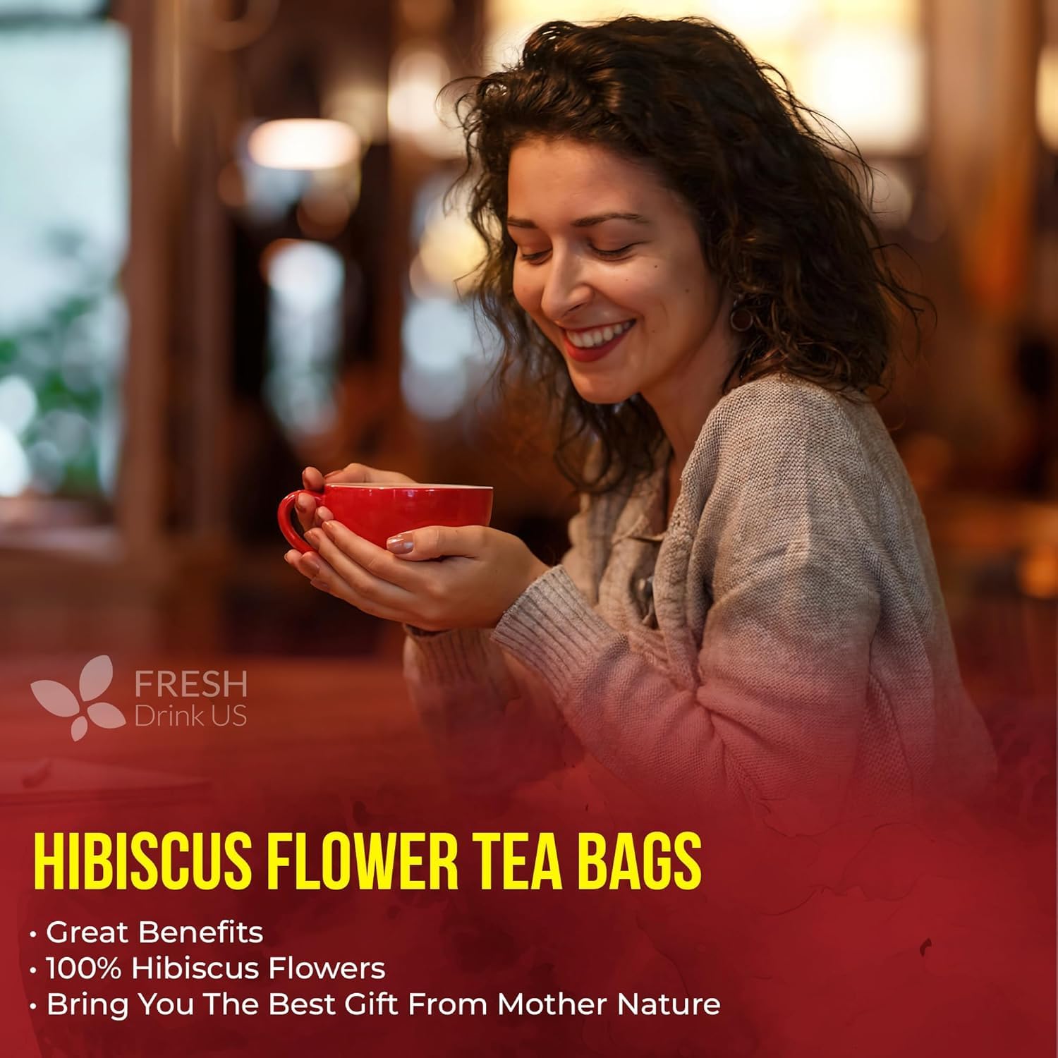 FRESHDRINKUS 140 Hibiscus Flowers Tea Bags, 100% Natural, Pure from Hibiscus Flo...