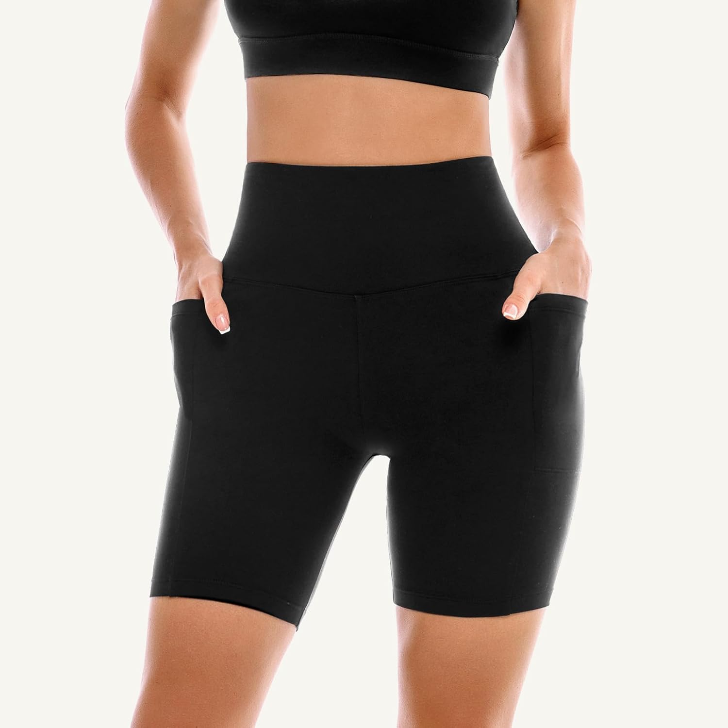 Leafigure Biker Shorts, Special Women's High Waisted Yoga Shorts with Pockets, I...