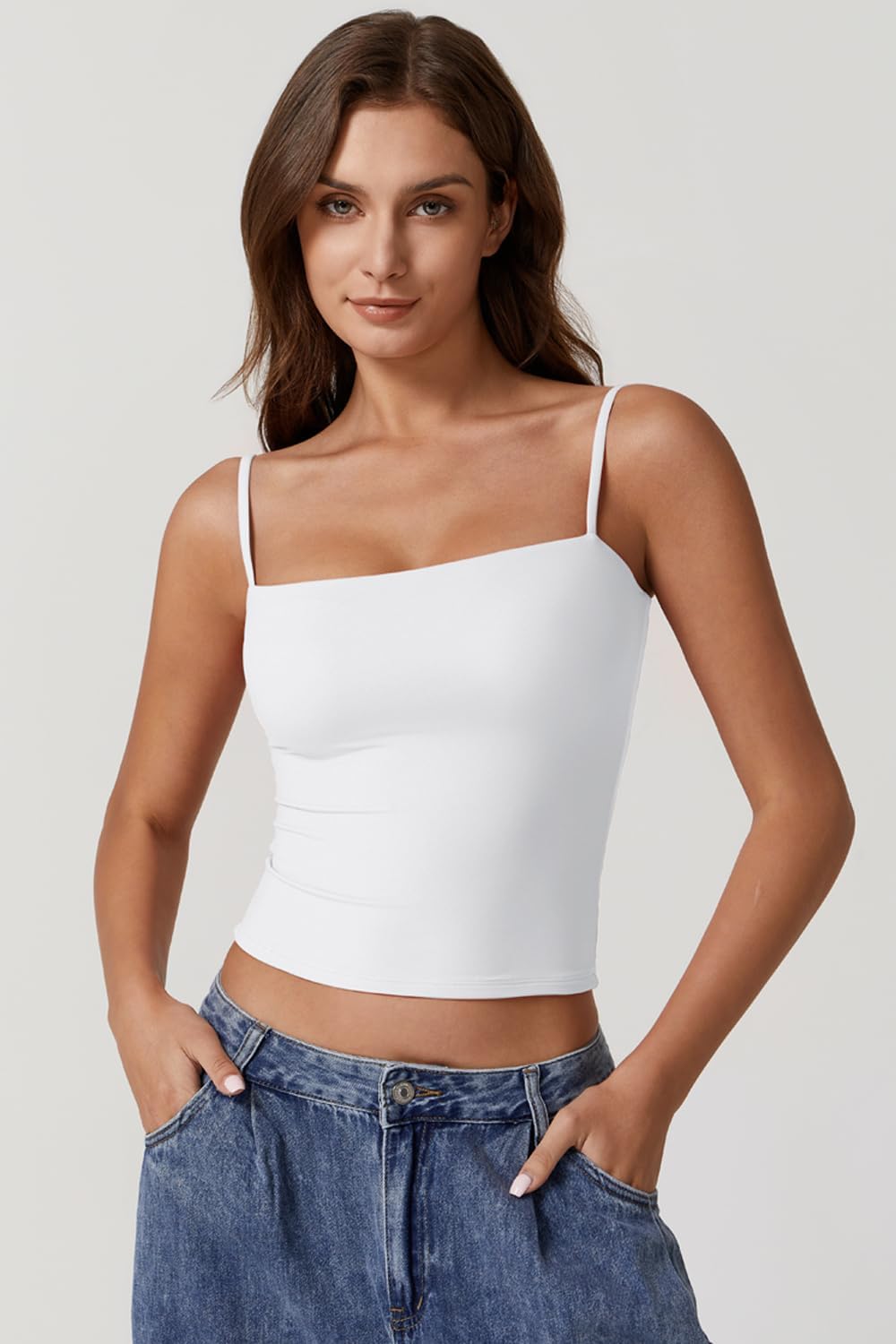 Affordable QINSEN Women's Camisole, Elegant Double Lined Basic Tank Top, Versati...