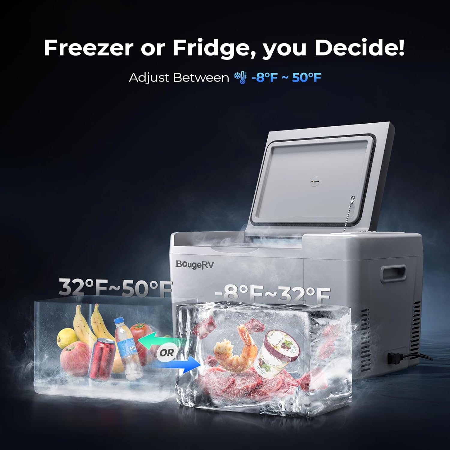 BougeRV 12 Volt Refrigerator 12V Car Fridge 23 Quart Portable Freezer Compressor...