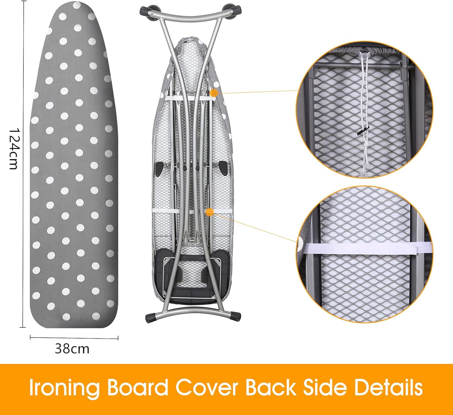 SHERWOOD Ironing Board Cover, 100% Cotton Cover with Thick Felt (Bubble, 124 x 3...