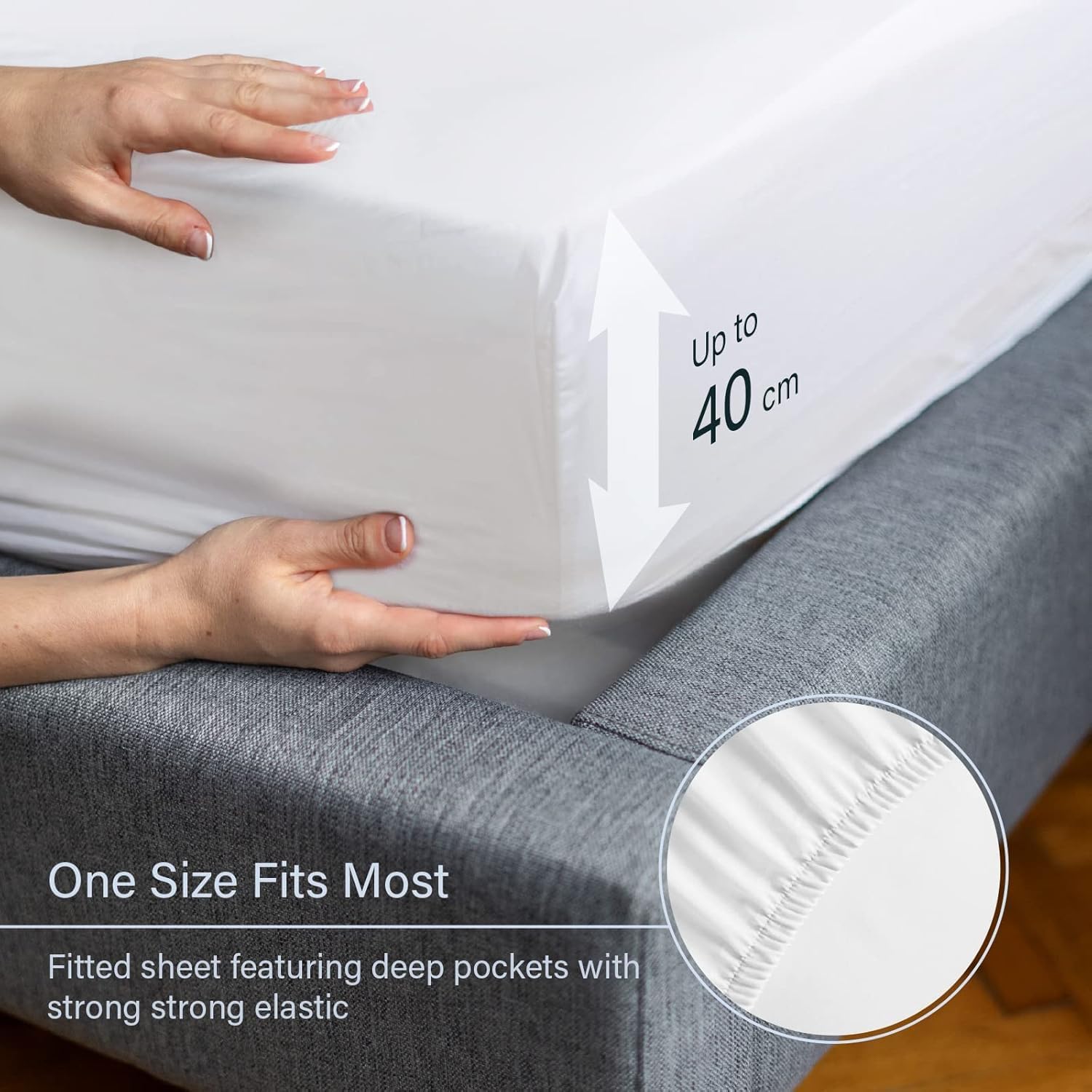 LuxClub Fitted Sheet, High-Quality Small Double Fitted Sheet with 40cm Extra Dee...