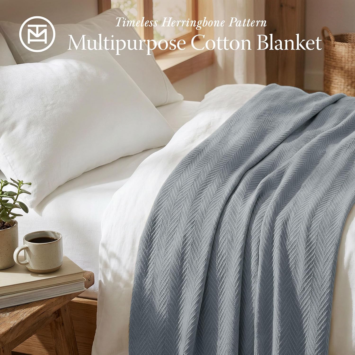 Threadmill Luxury Cotton Blankets for King Size Bed | All-Season Cozy 100% Cotto...