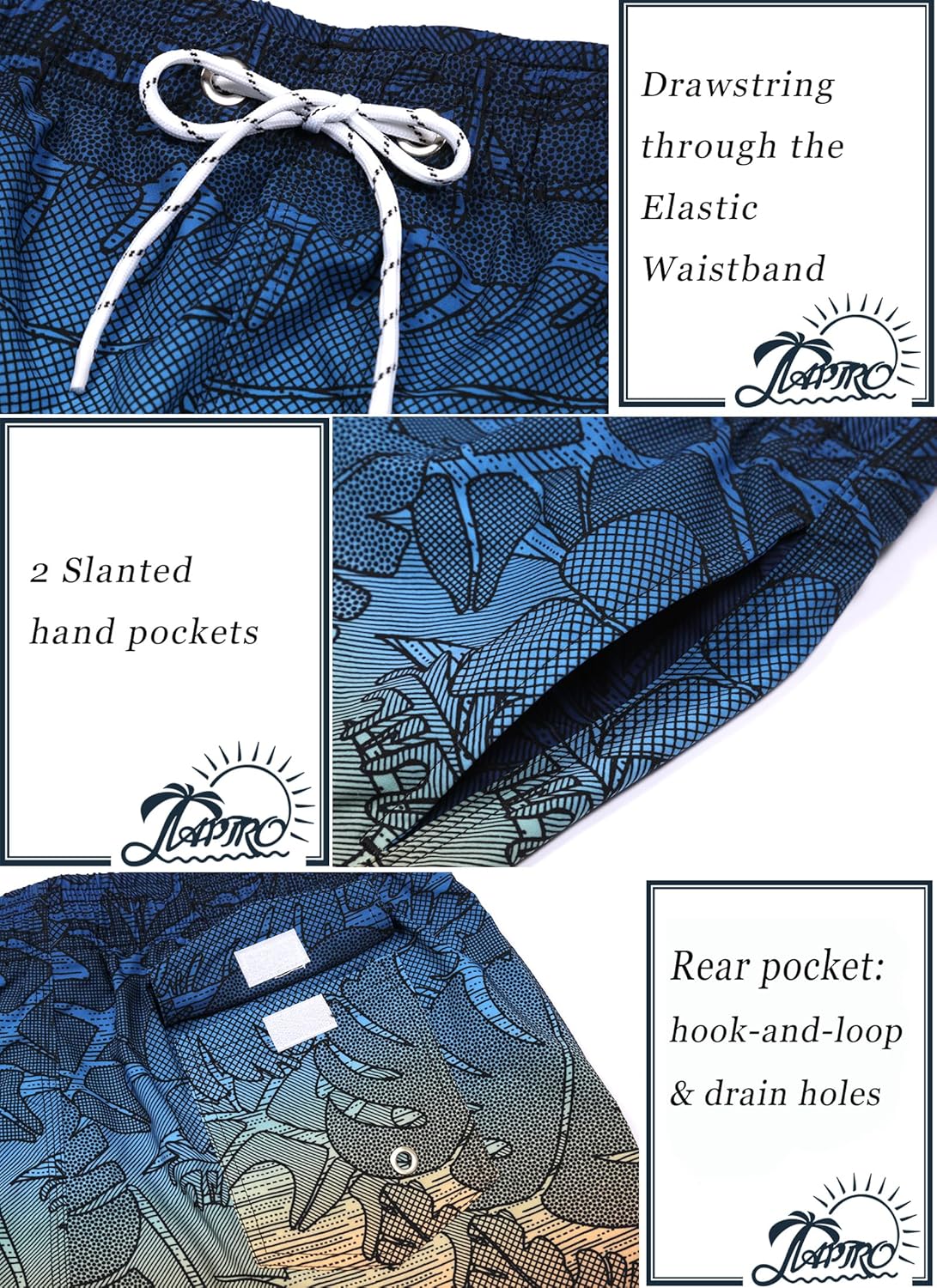 Exclusive APTRO Men's Swim Trunks, Premium Swimming Shorts for Quick Dry Surf, V...