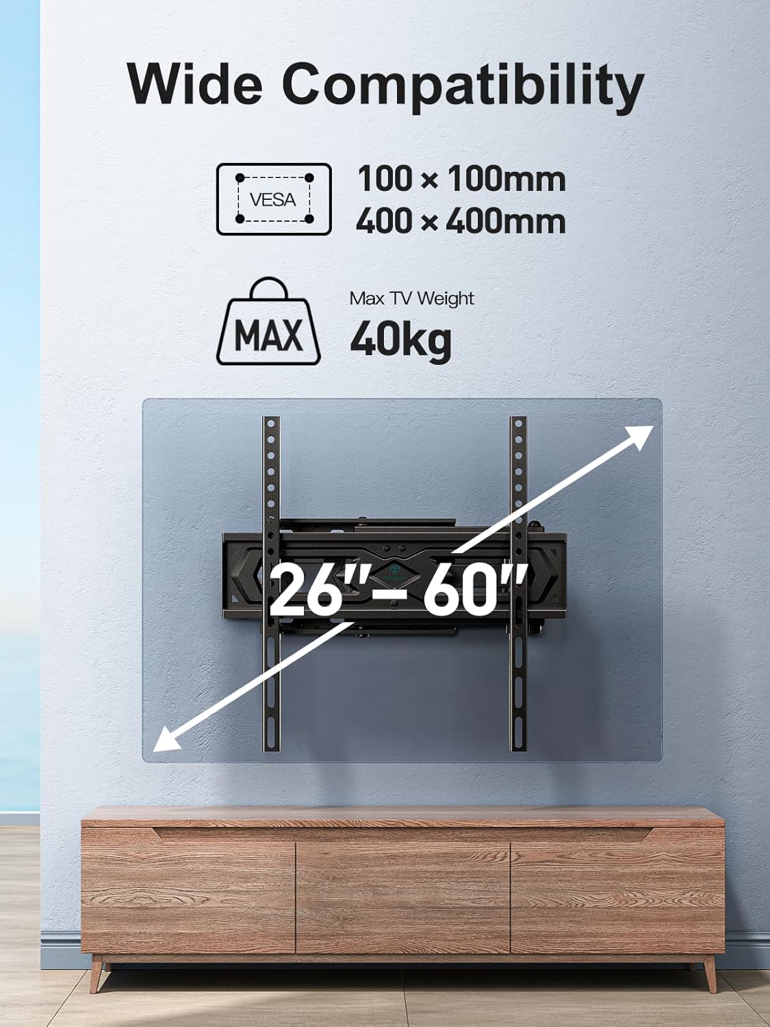 PERLESMITH TV Wall Bracket for 26-60 inch TVs, Swivel Tilt TV Bracket with Tool-...