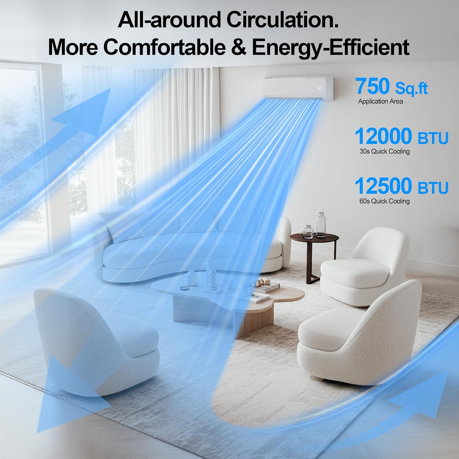 High-Quality Mountman 12000 BTU Mini Split AC/Heating System, Energy Efficient I...