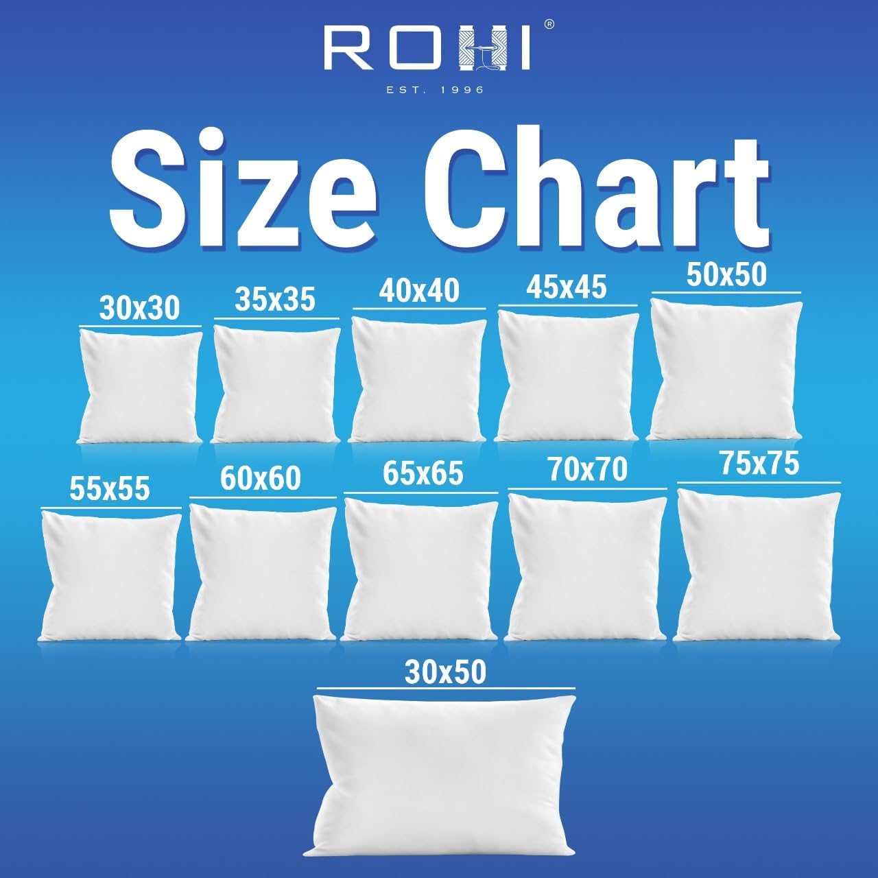 Rohi Set of 4 Hypoallergenic Cushion pads 45cm x 45cm - White polyster square Cu...
