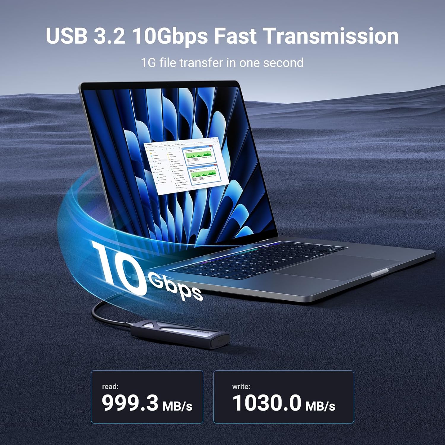 UGREEN M.2 NVMe SSD Enclosure, 10Gbps Aluminum NVMe Enclosure, Tool-Free M2 SSD...