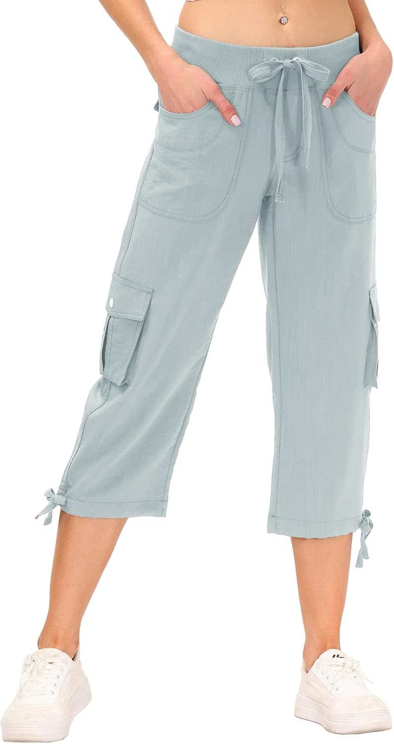 MoFiz Women's Cargo Capris, Unique Hiking Pants for Outdoor Enthusiasts, Lightwe...