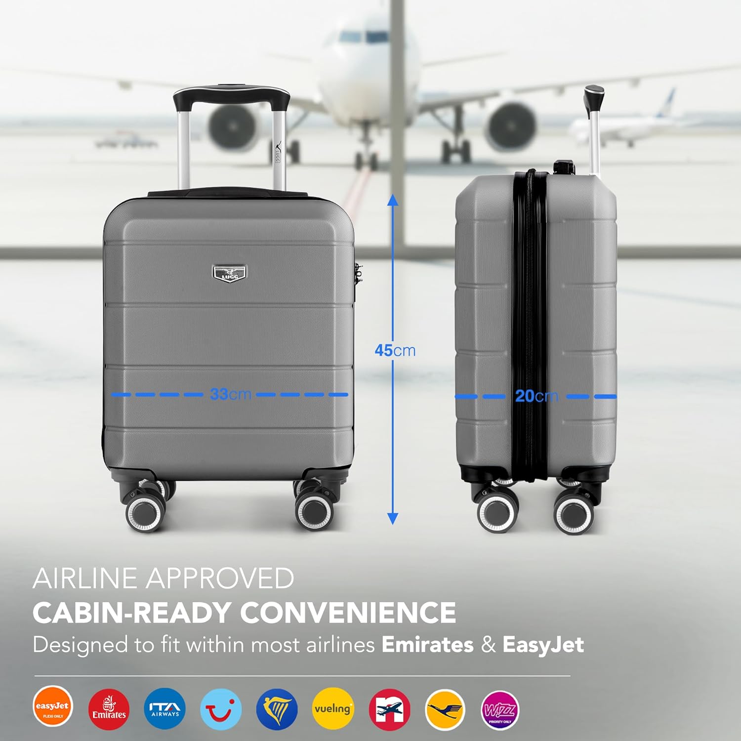 LUGG Travel Cabin Bag, Special 15 Inch Lightweight Carry On Approved Suitcase, I...