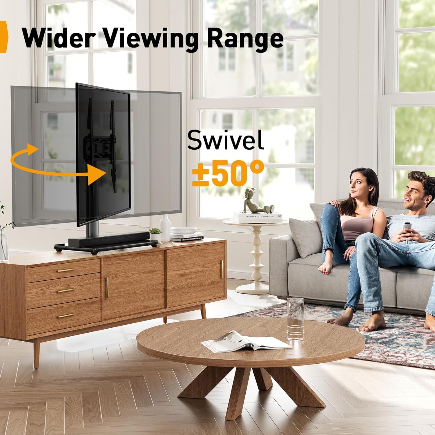 PERLEGEAR Universal TV Stand for 24-60 inch TVs up to 45kg, Swivel Height Adjust...