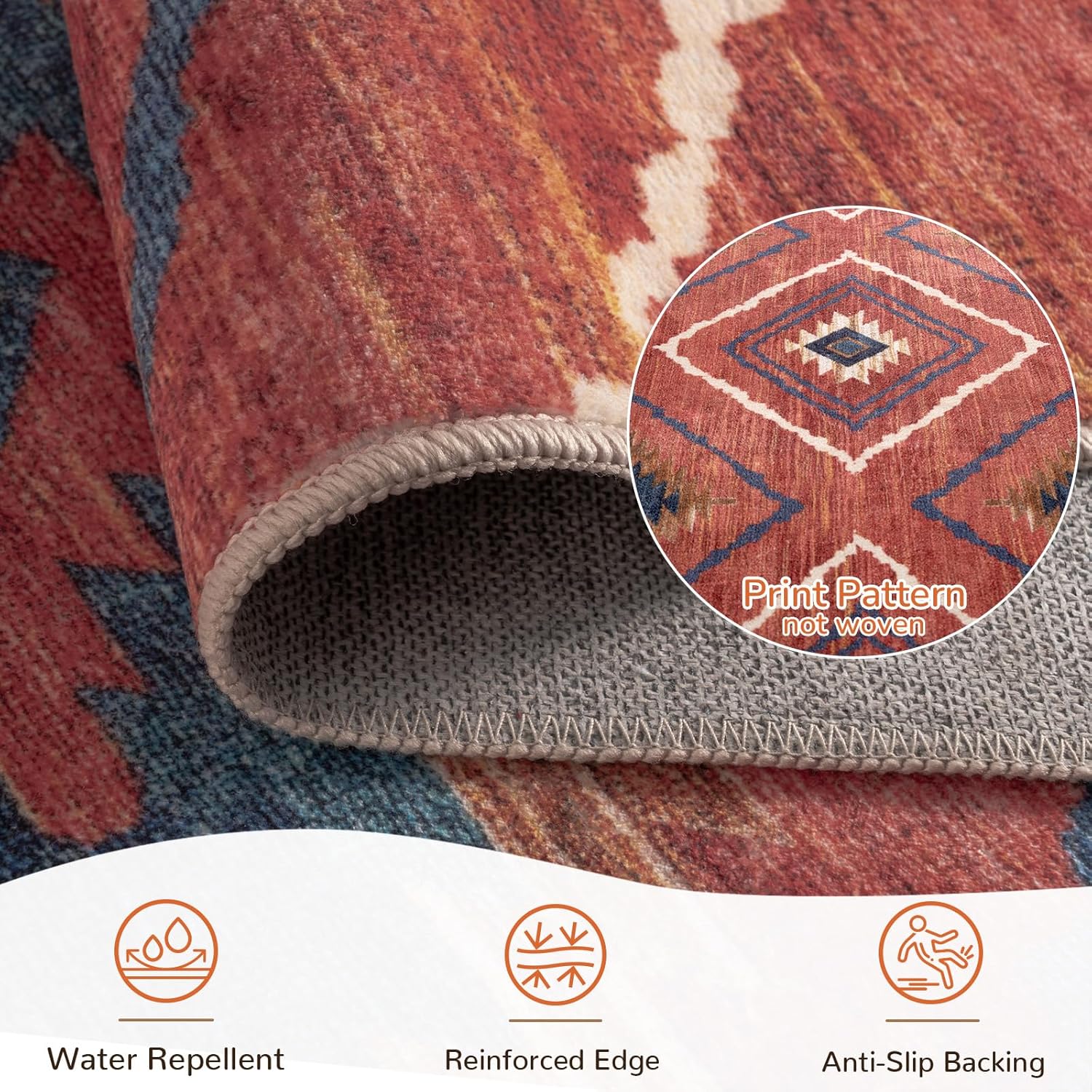 Unique Area Rug, High-Quality 8x10 Rug, Machine Washable Rug for Non-Slip Safety...