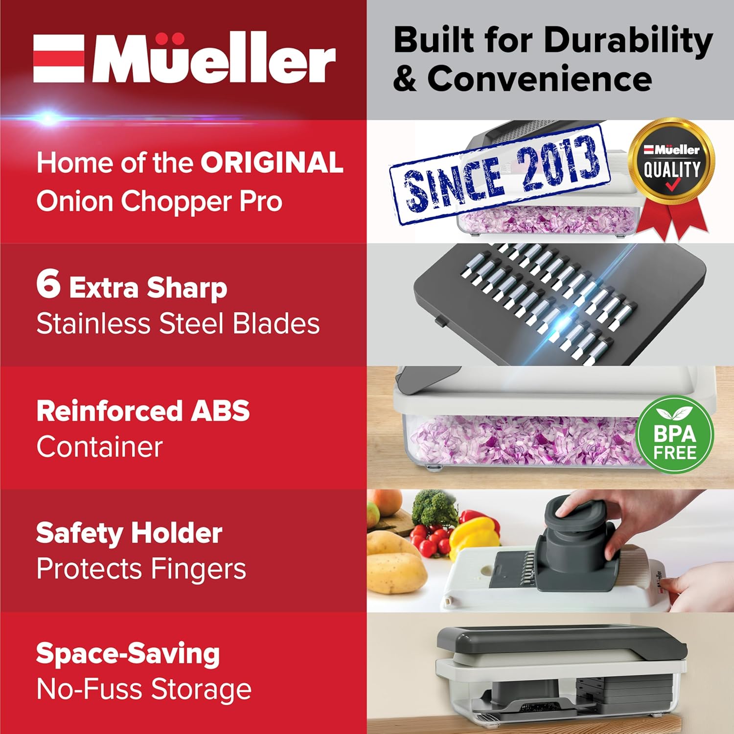 Mueller Vegetable Chopper Mandoline Slicer, Food Veggie Chopper, Cheese Grater,...