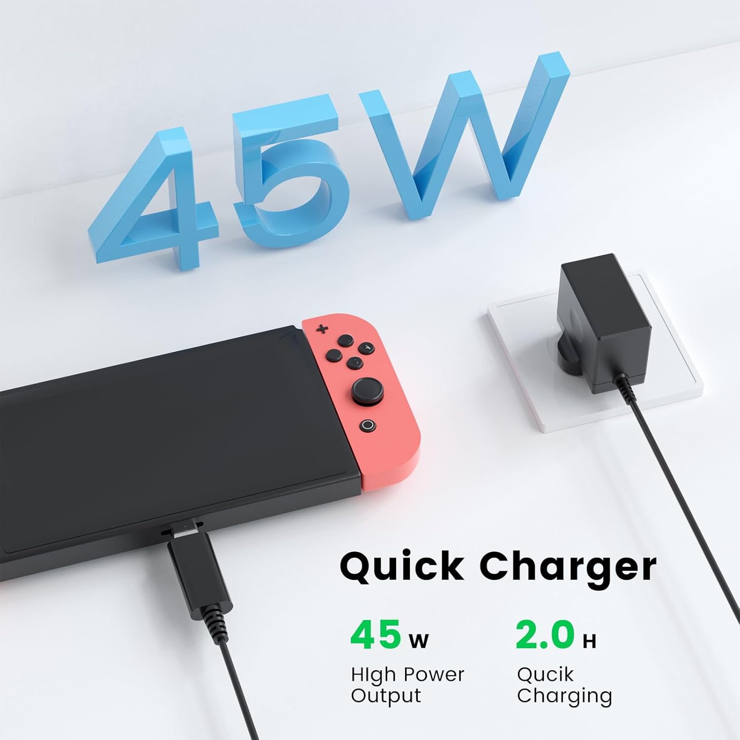 YCCSKY 45W Charger for Nintendo Switch/Switch OLED/ Lite, AC Adapter Power Suppl...
