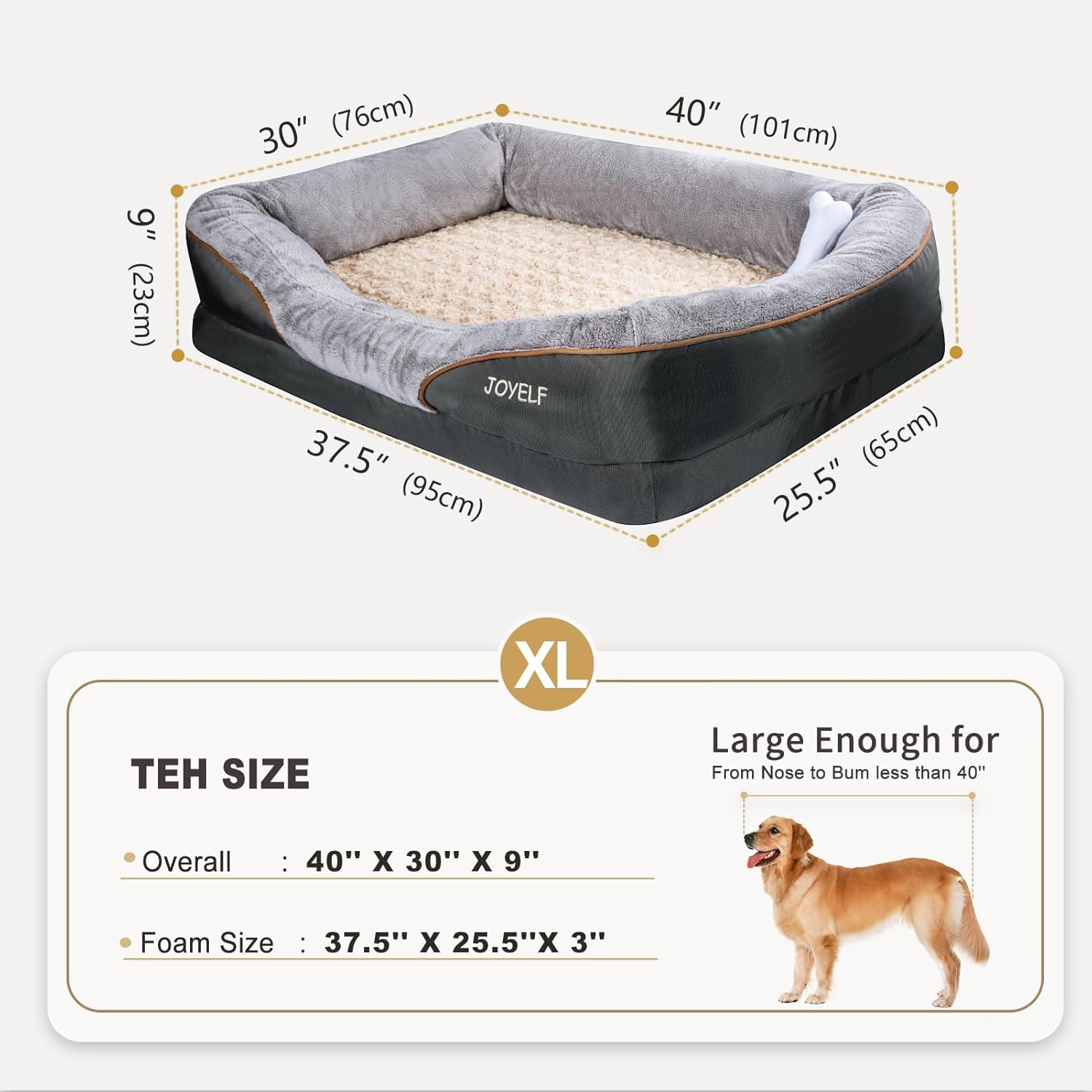 JOYELF XLarge Memory Foam Dog Bed, Orthopedic Dog Bed & Sofa with Removable Wash...