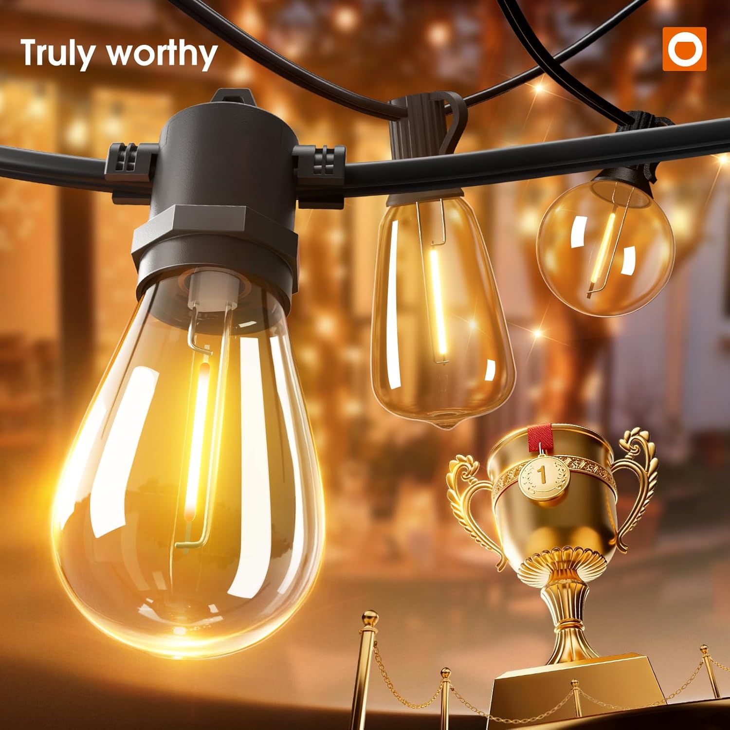 addlon 50FT LED Outdoor String Lights with Edison Shatterproof Bulbs, Weatherpro...