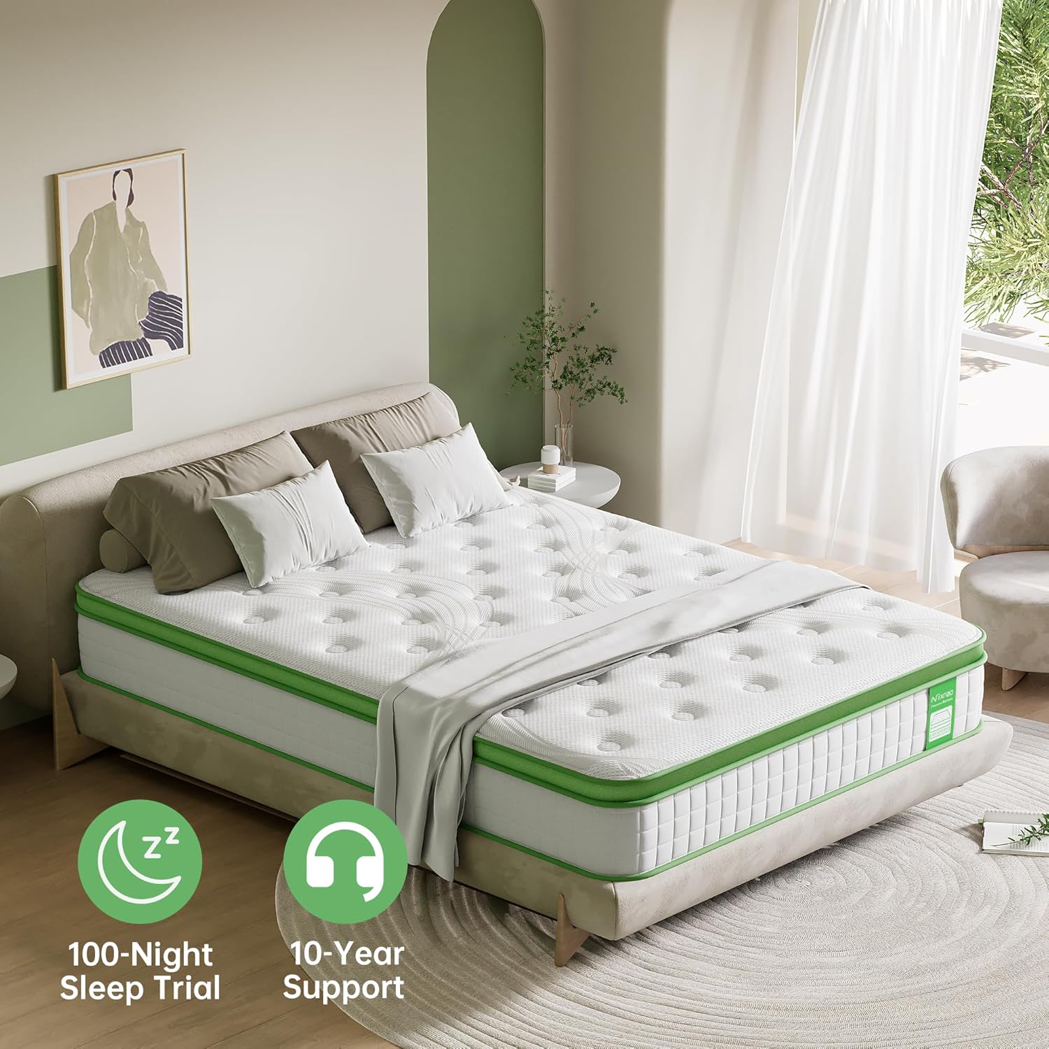 NIXNAP King Mattress 5FT, 10 Inch Hybrid Mattress, Gel Memory Foam & Individuall...