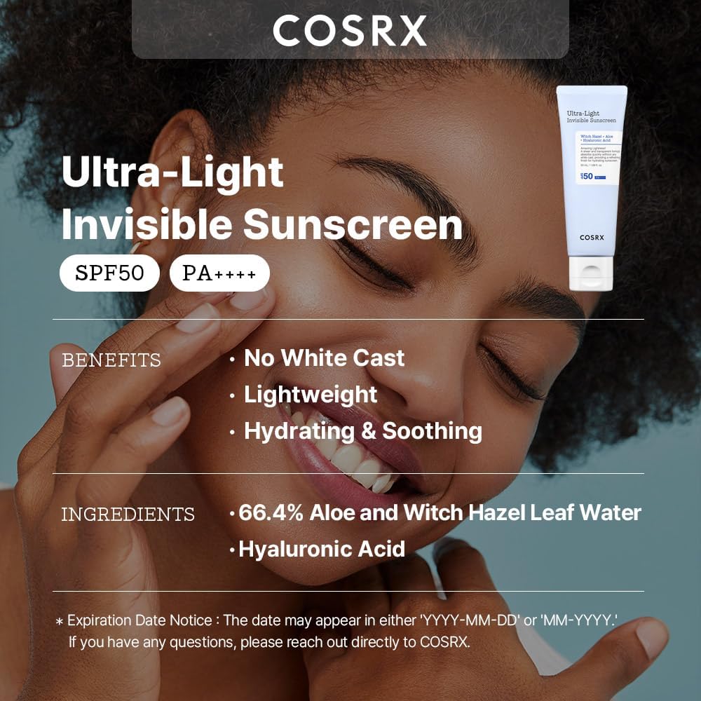 COSRX Ultra-Light Invisible Sunscreen SPF 50 Face...