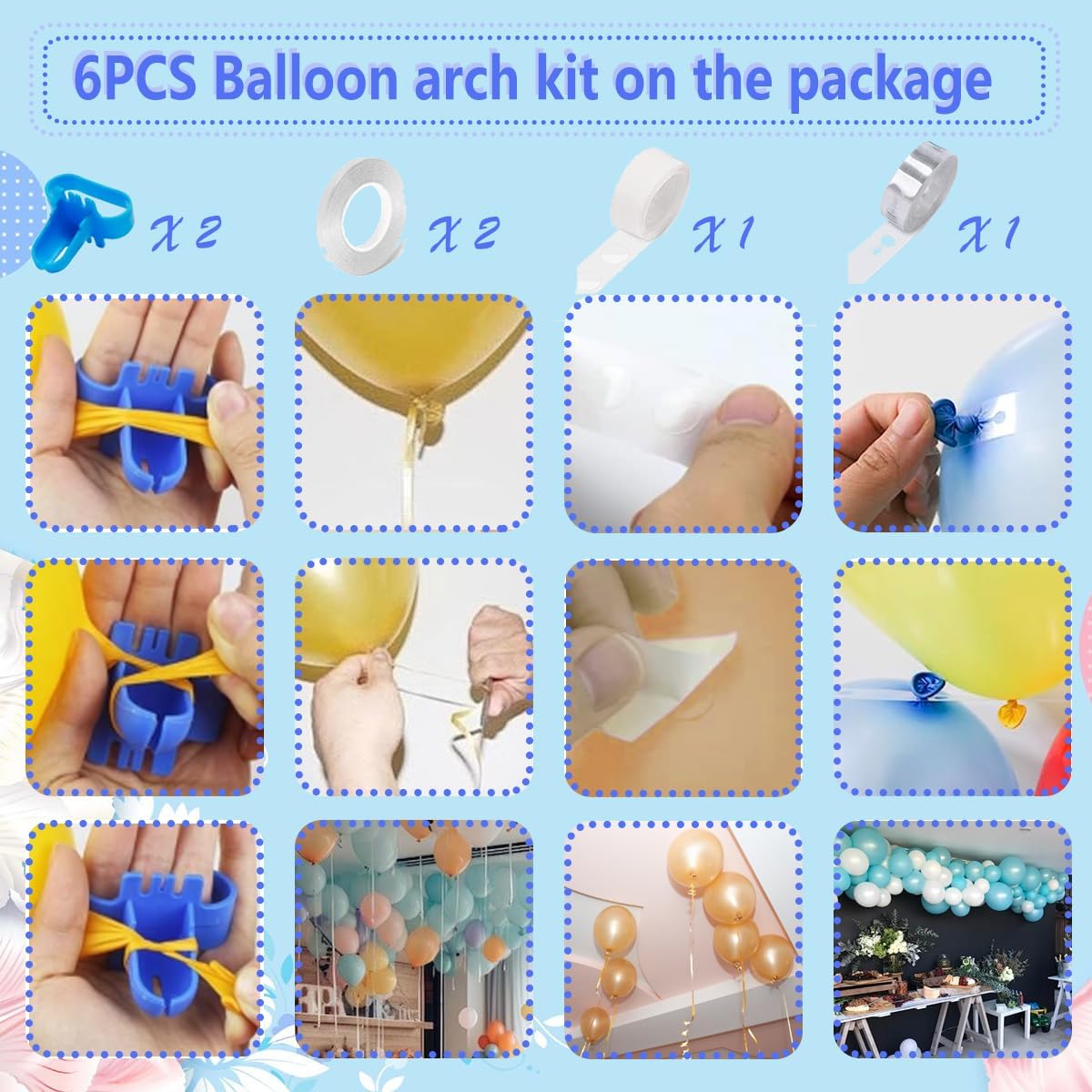 Electric Balloon Pump UK, Portable 2 Modes Balloon Inflator with 6 Balloon Arch...