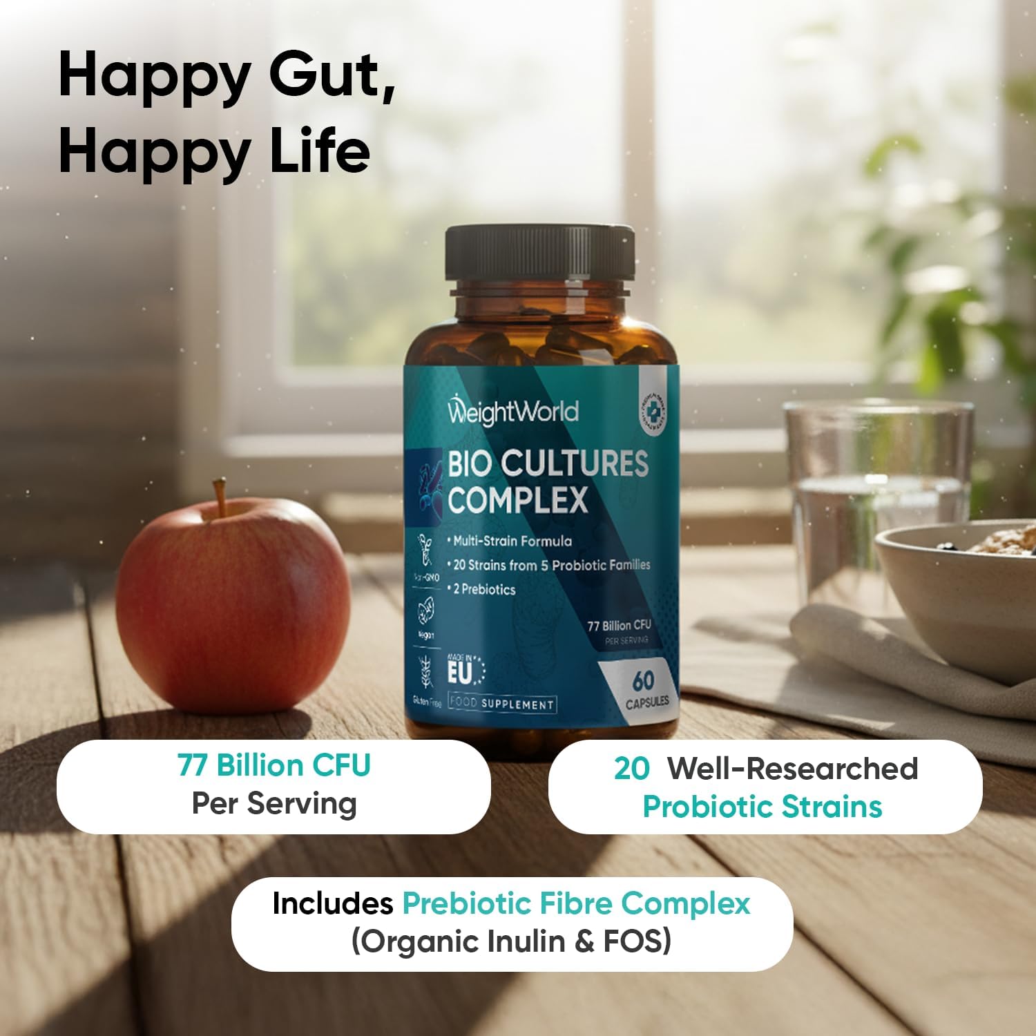Bio Cultures Complex Probiotics and Prebiotics - 77 Billion CFU - 20 Live Cultur...