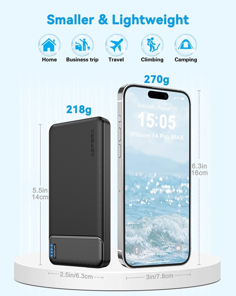 AsperX 2-Pack Power Bank Portable Charger Fast Charging 10000mAh, PowerBank USB...