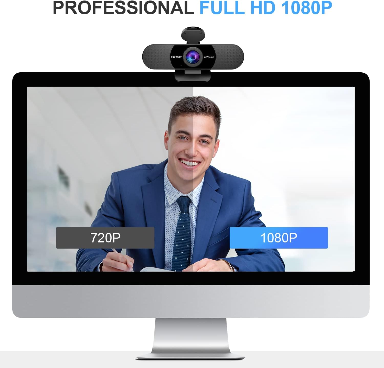 EMEET 1080P Webcam with Microphone, C960 Web Camera, 2 Mics Streaming Webcam wit...