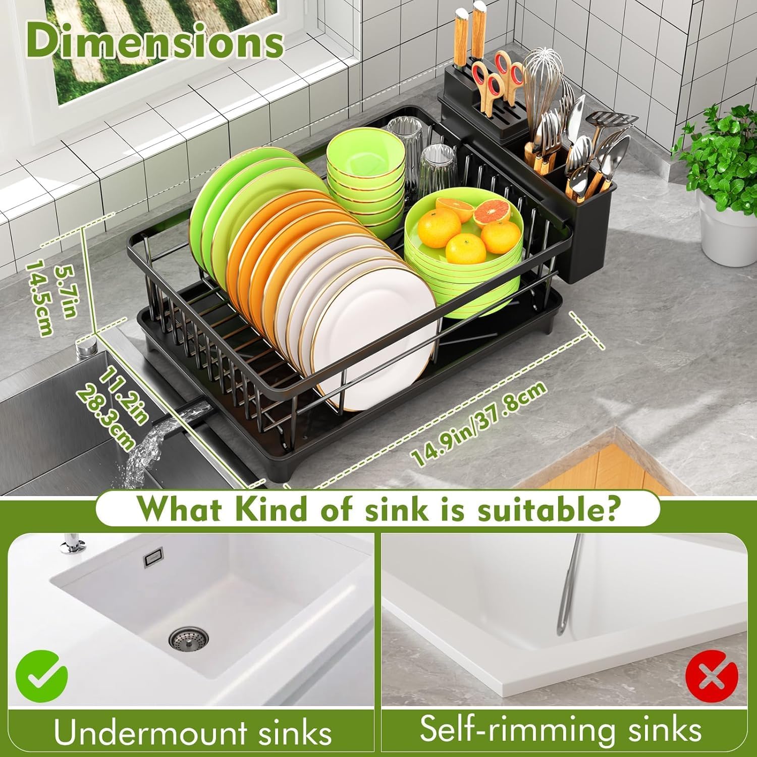 SavvyStor Dish Drainer Rack - Space Saving Dish Rack for Kitchen Counter, Kitche...