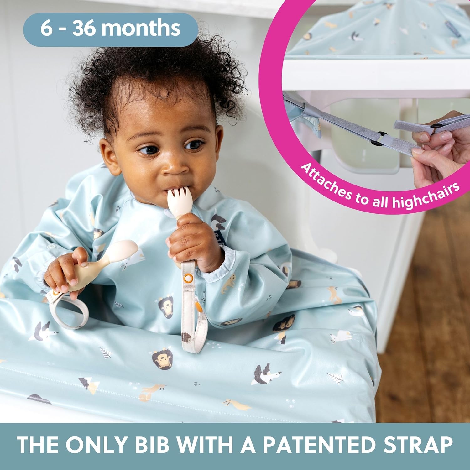 BIBaDO - Long Sleeve Baby Bibs - Babies & Toddlers 6-36 Months - Coverall Weanin...