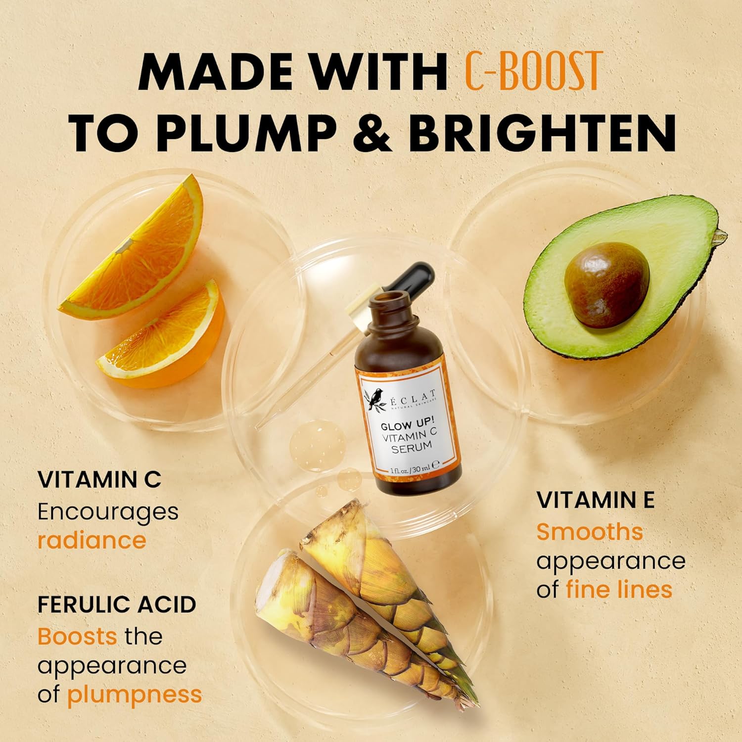 Eclat Skincare Glow Up Vitamin C Serum - Vitamin C Serum for Face with Hyaluroni...