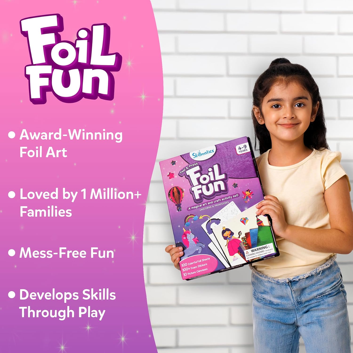 Skillmatics Foil Fun - Unicorns & Princesses, No Mess Art for Kids, Craft Kits &...