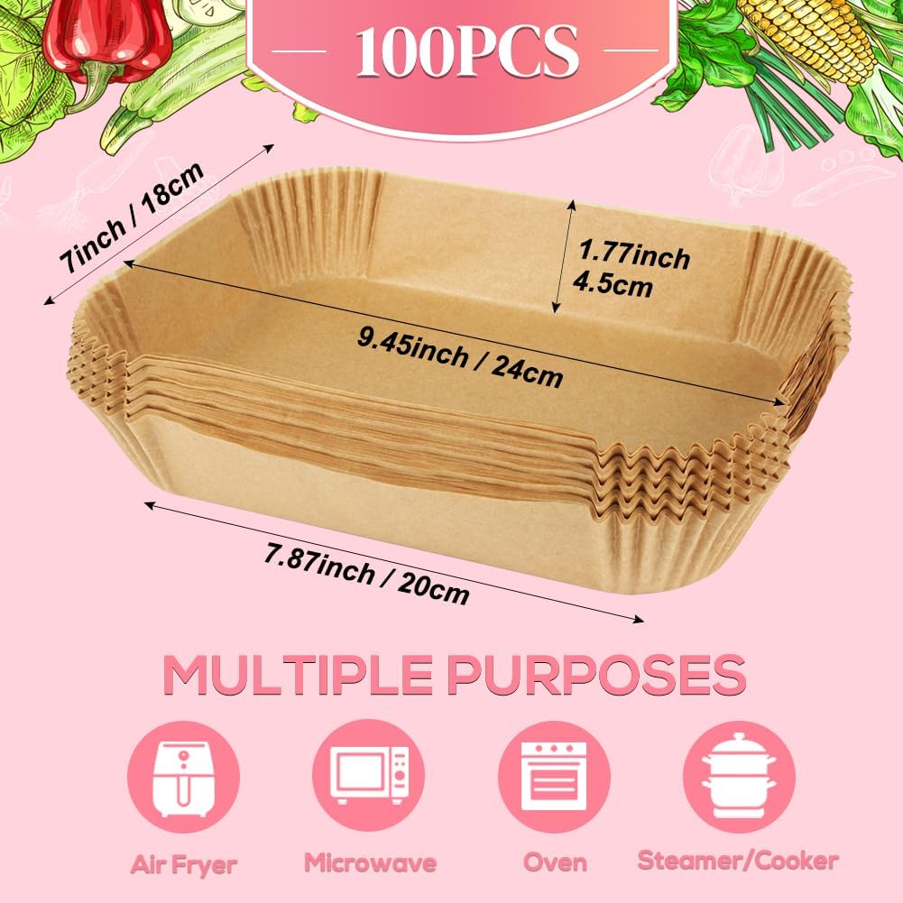 BYKITCHEN 100pcs Air Fryer Liners for Ninja Dual, Air Fryer AF300UK AF400UK Acce...