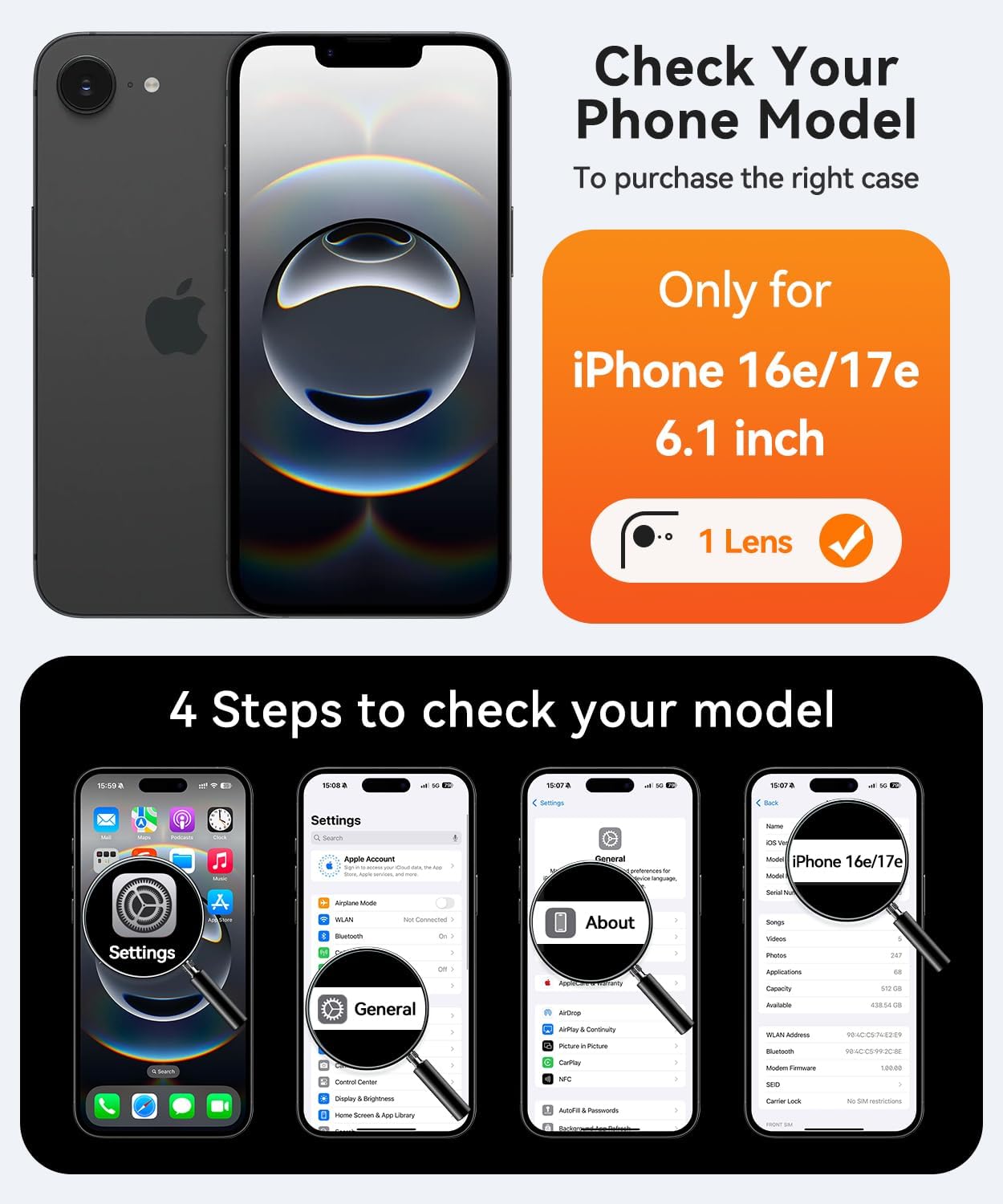 CANSHN Magnetic Case, Special iPhone 16e/17e Case with Upgraded Full Camera Prot...