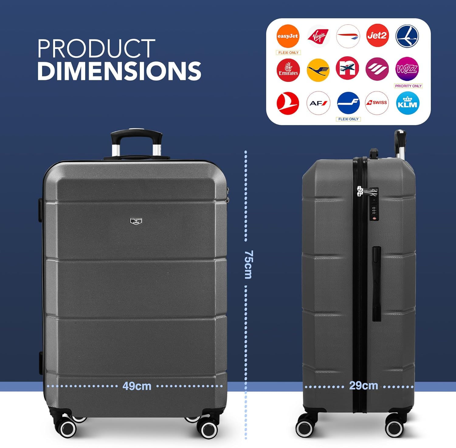 High-Quality LUGG 28 Inch Jetset Suitcase, Special Hard Shell Travel Bag, Lightw...