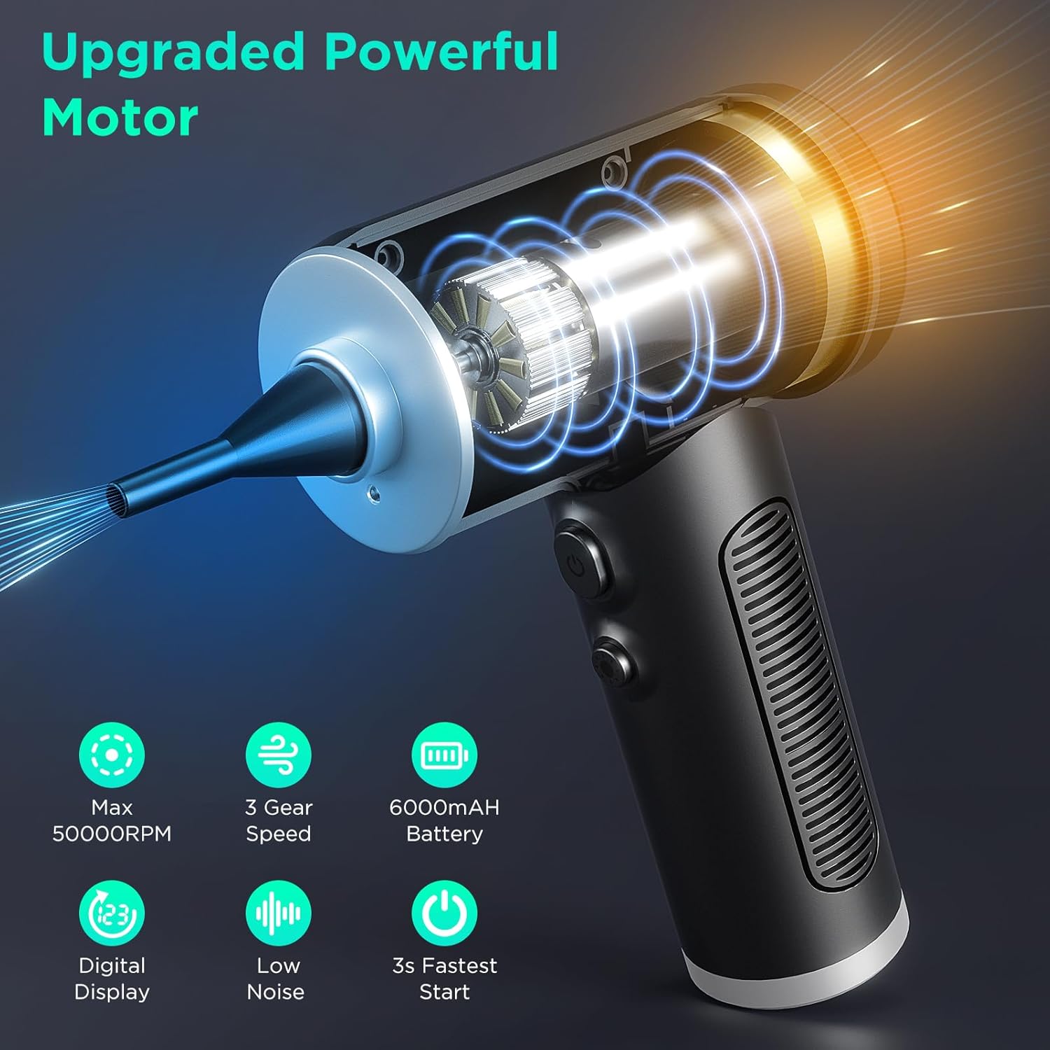 ONEWAY Compressed Air Duster Cleaner for PC, Electric Air Duster Rechargable,Cor...