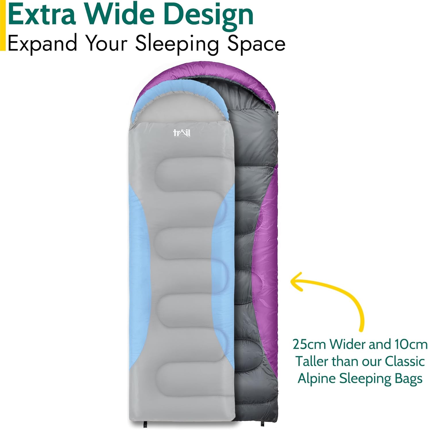 High-Quality Trail Envelope Sleeping Bag, Special Sleeping Bag with Snug Hood, D...