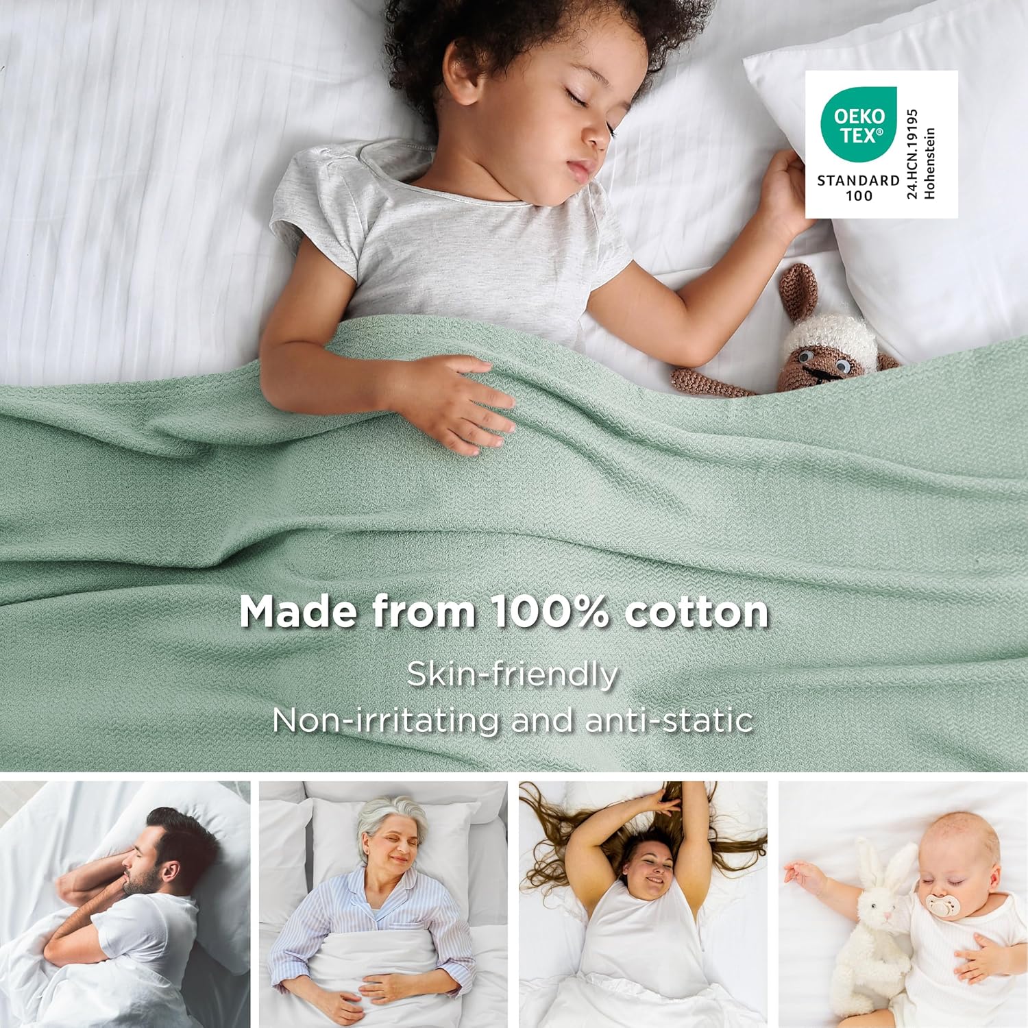 Special Bedsure GentleSoft 100% Cotton Blanket, Premium King Size Blanket for Be...