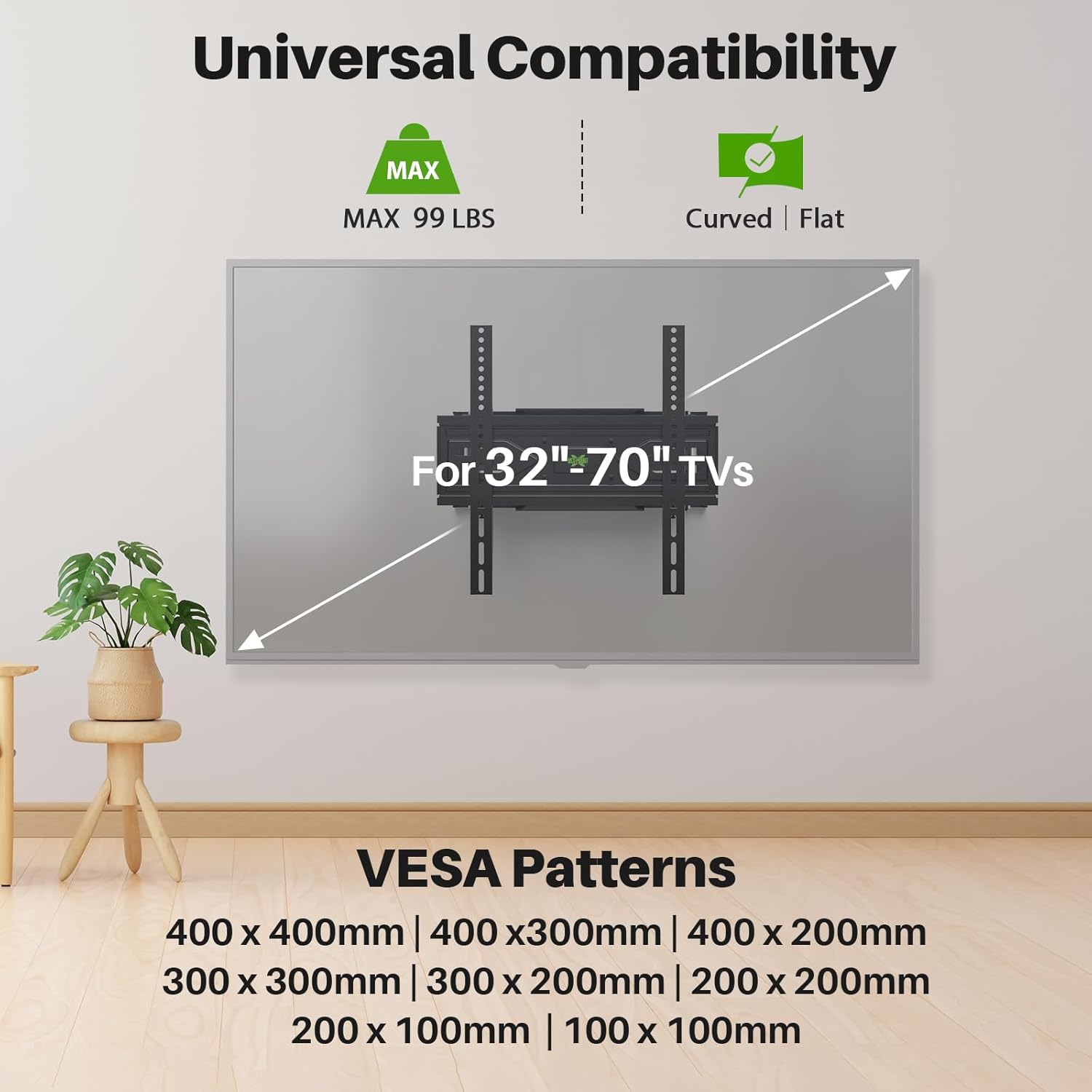 USX MOUNT Full Motion TV Wall Mount for Most 32-70 inch TVs up to 99 lbs, Wall M...