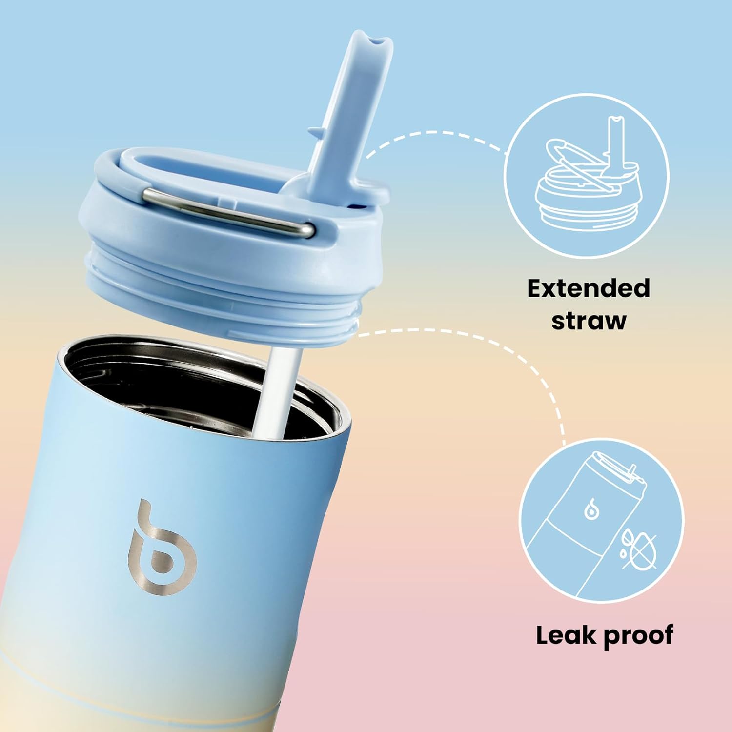 Bottle Bottle Stainless Steel Water Bottle 700ml with Straw and Lid Sports Insul...