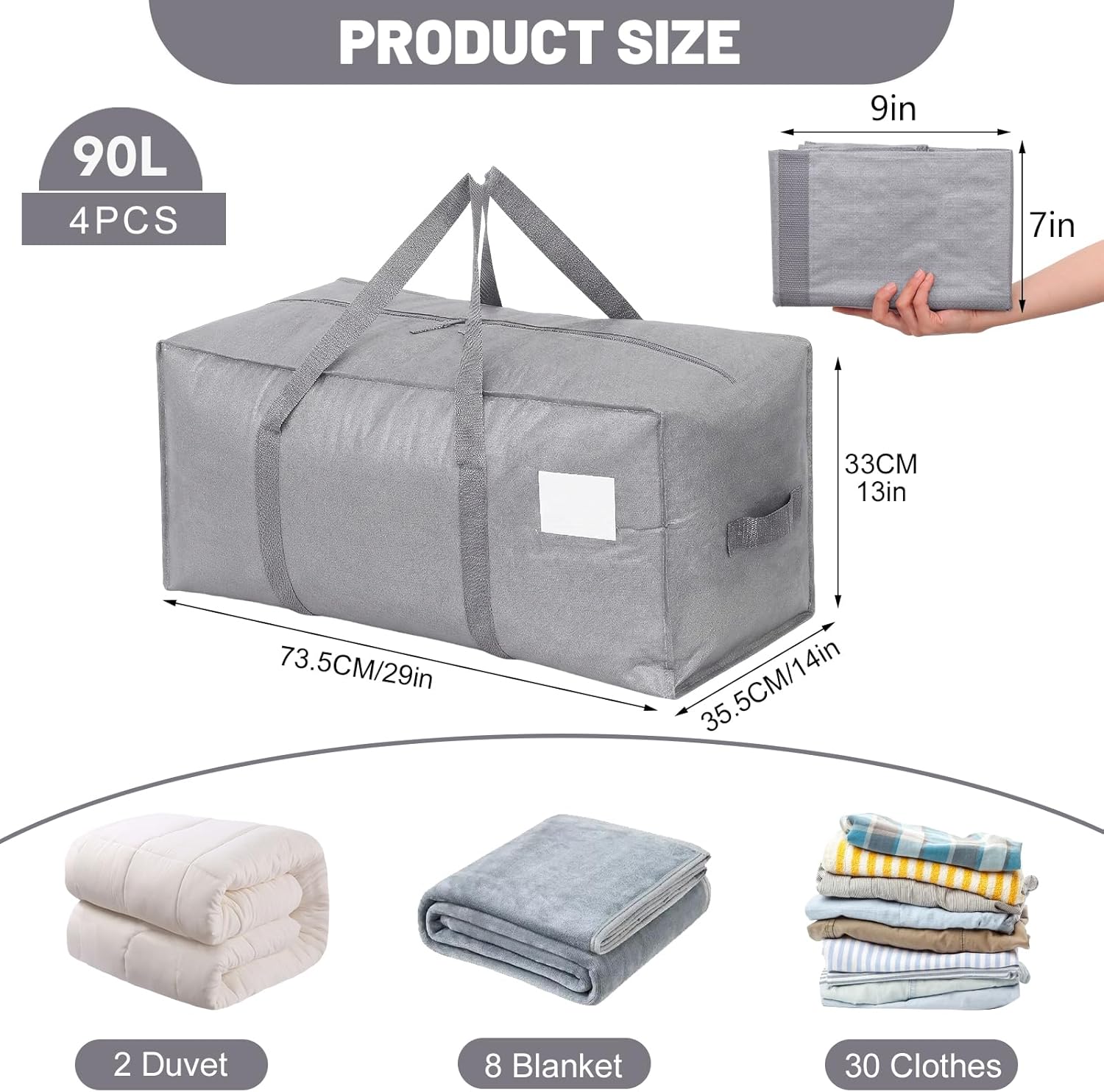 Dntorx 8 Pack 90L Moving Bags, Special Heavy Duty Moving Totes, Innovative Water...