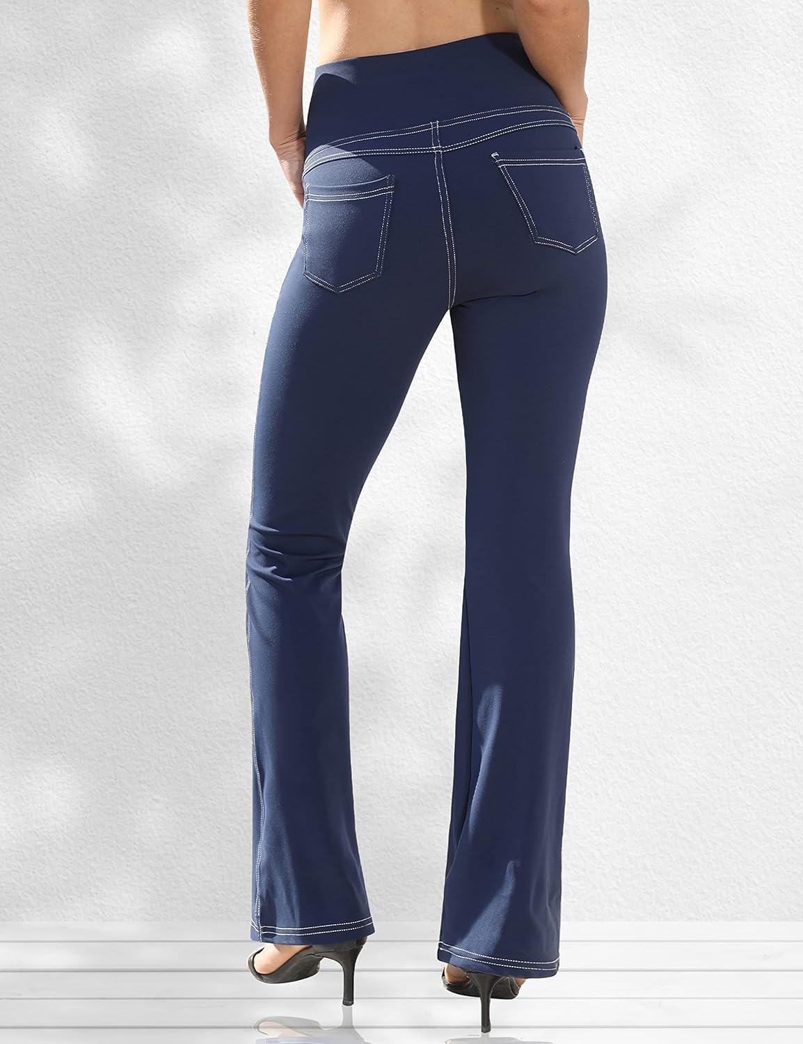VOOVEEYA Women's Bootcut Leggings - Bootleg Yoga Pants Flare with 4 Pockets,Tumm...