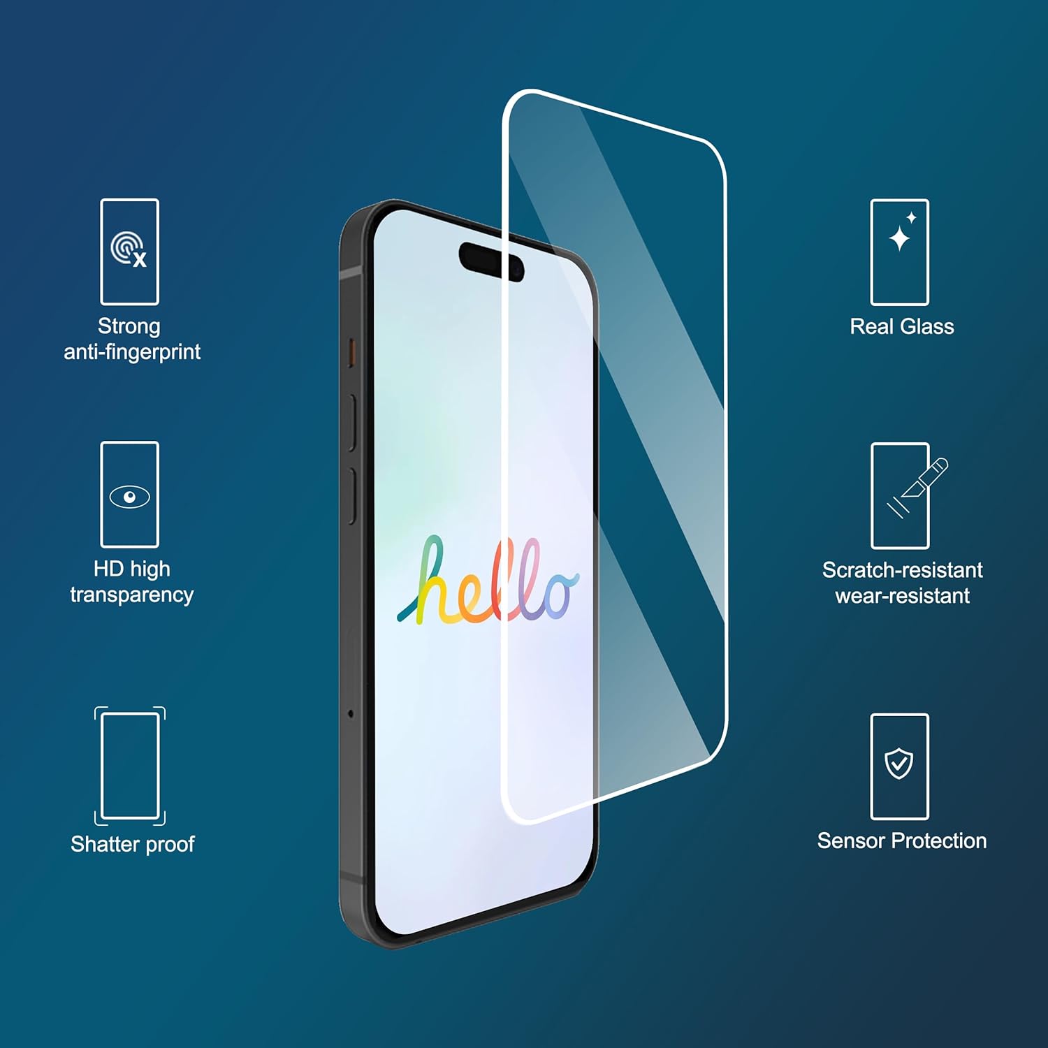 Ailun Glass Screen Protector for iPhone 16 / iPhone 15 / iPhone 15 Pro [6.1 Inch...