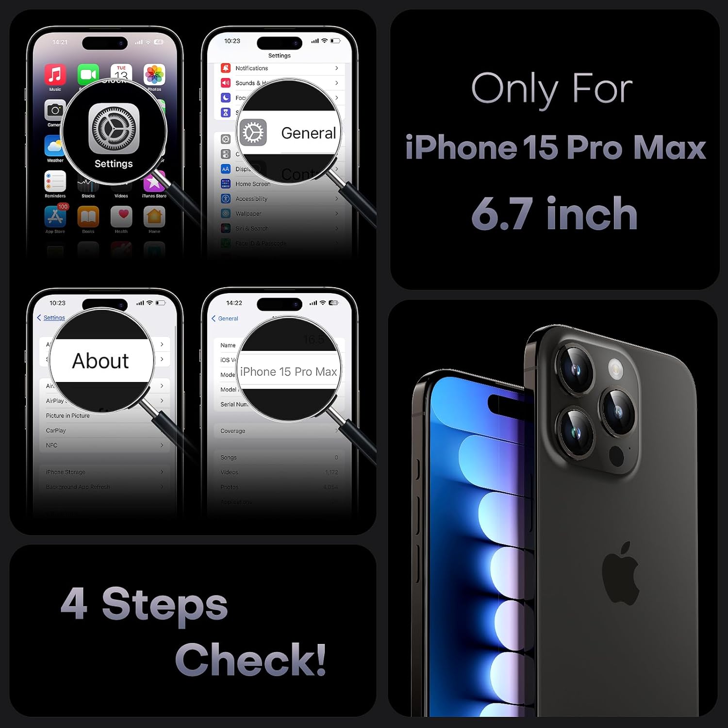 TOCOL Magnetic for iPhone 15 Pro Max Case, Upgraded Full Camera Protection, Comp...