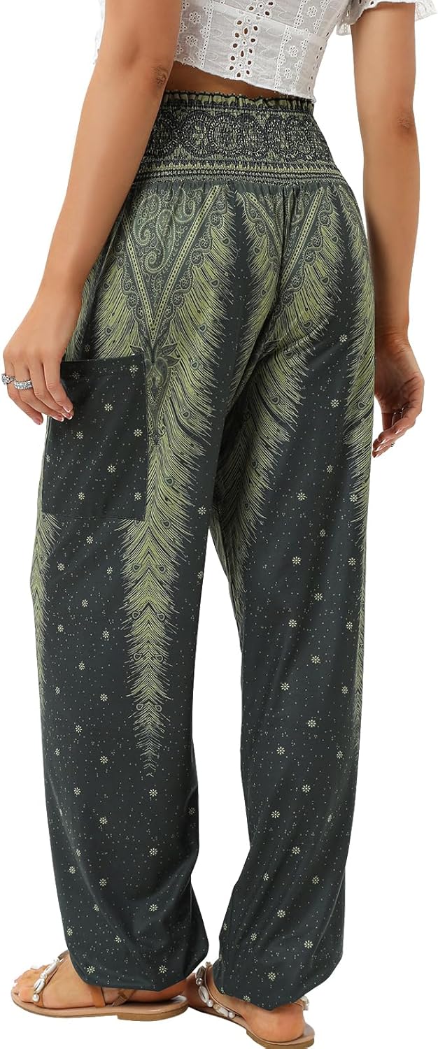 QIANXIZHAN Women's Harem Pants, Unique High Waist Yoga Boho Trousers, Comfortabl...
