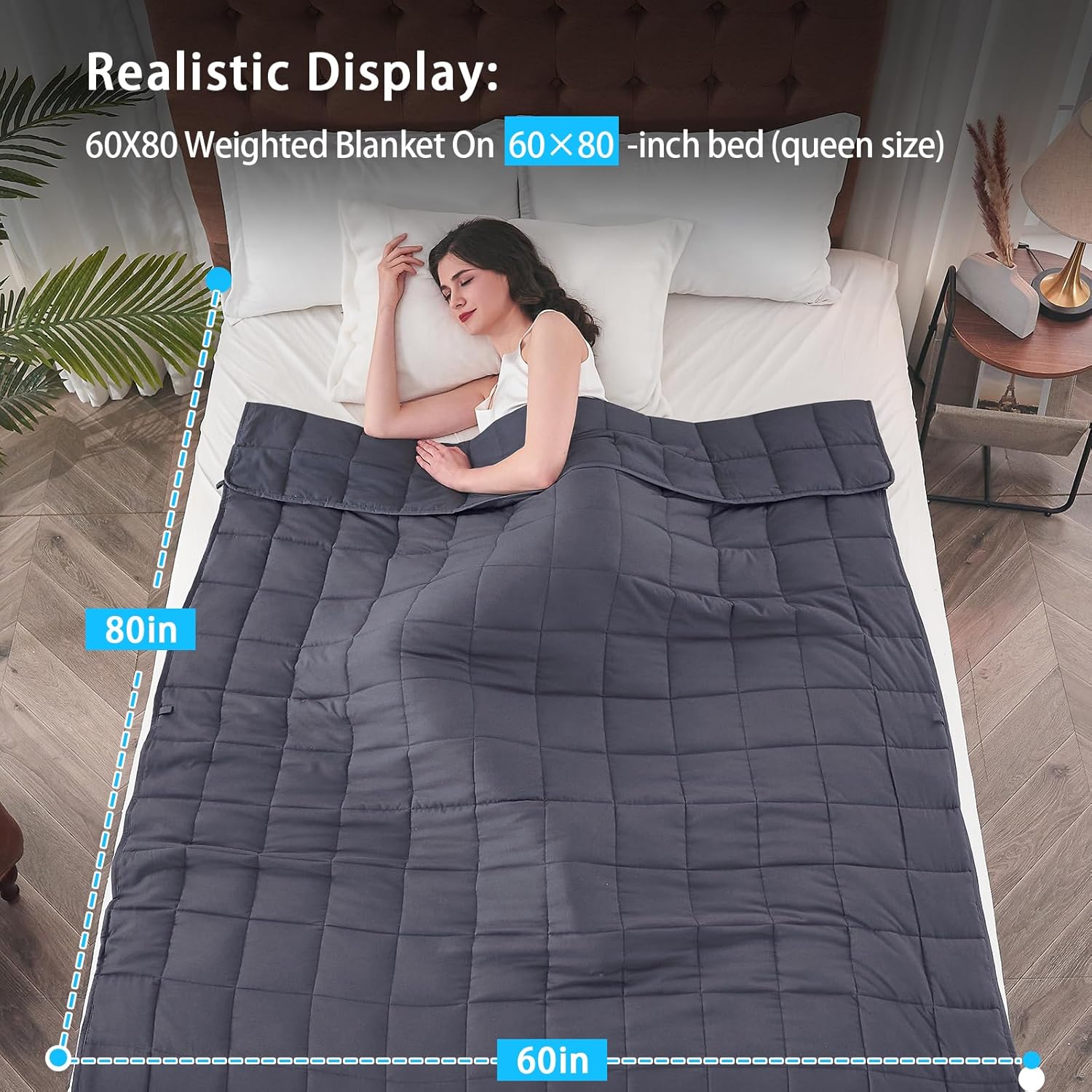 yescool Weighted Blanket for Adults (20 lbs, 60” x 80”, Grey) Cooling Heavy Blan...