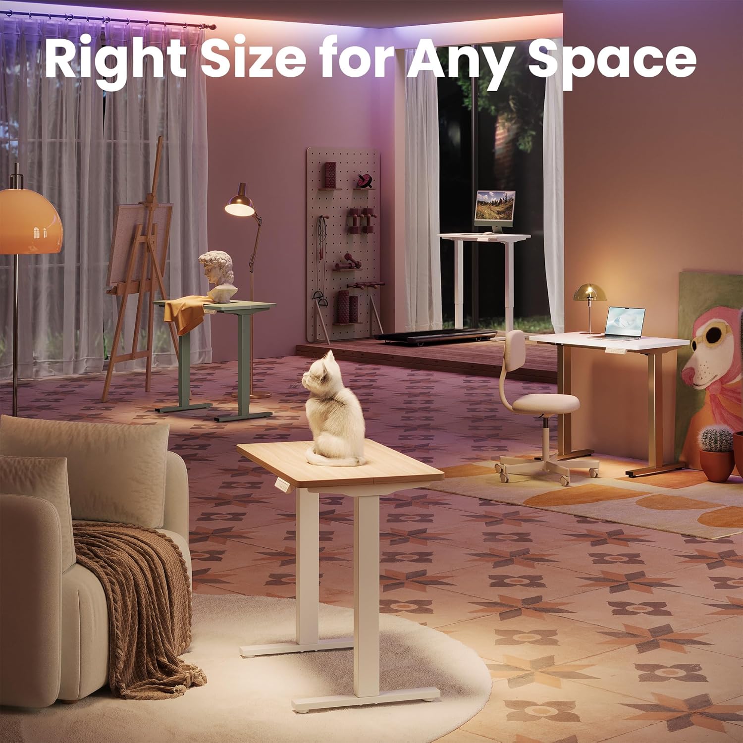 HUANUO 32" Small Electric Standing Desk Adjustable Height, 4 Memory Height Setti...