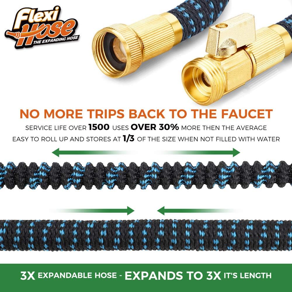 Flexi Hose Expandable Garden Hose with 8 Function Nozzle, 100FT - Lightweight Re...