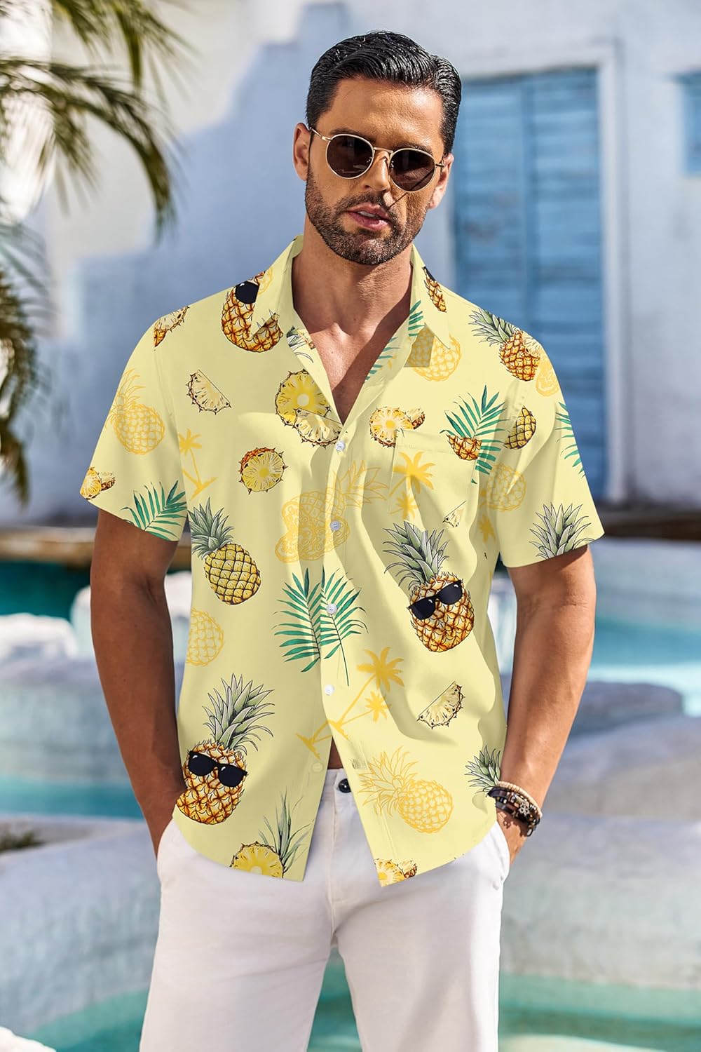 COOFANDY Men's Hawaiian Shirt, Unique Short Sleeve Button Down Tropical Shirt, S...