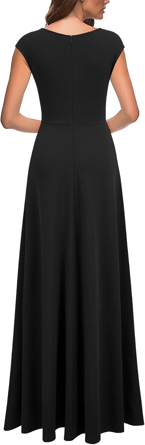 MUSHARE Women's Cocktail Dresses with Pockets Ruffled Sexy Split Party Long Form...